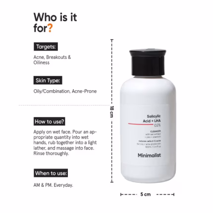 Minimalist Salicylic Acid + LHA 2% Cleanser 100ml